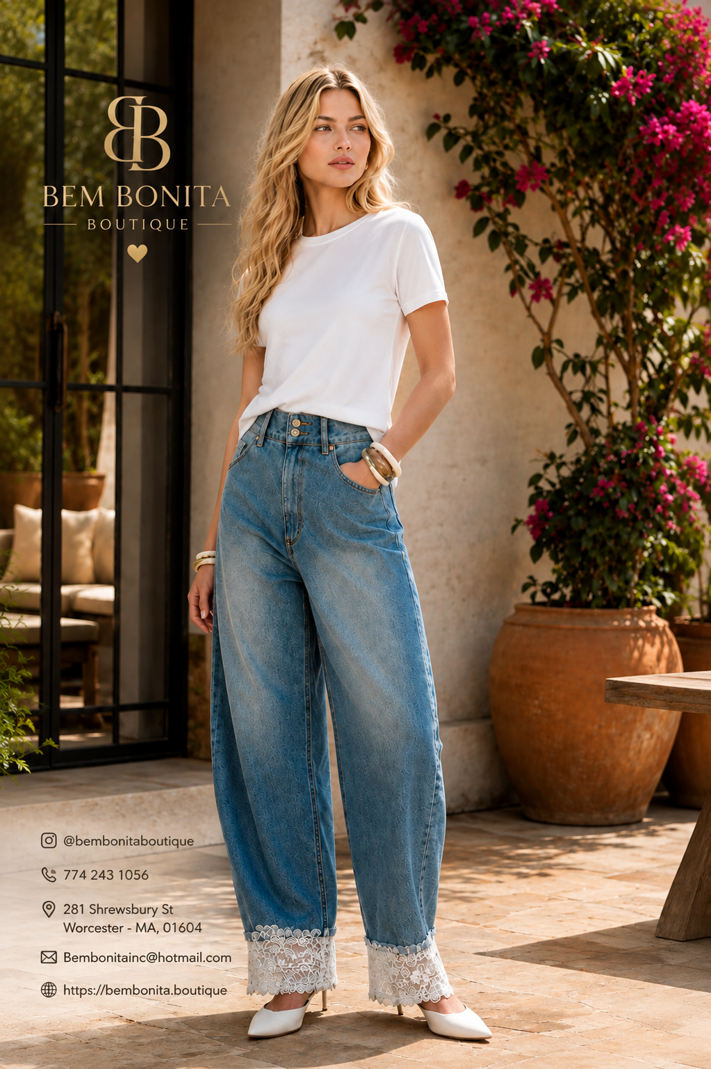 Barrel Jeans With lace