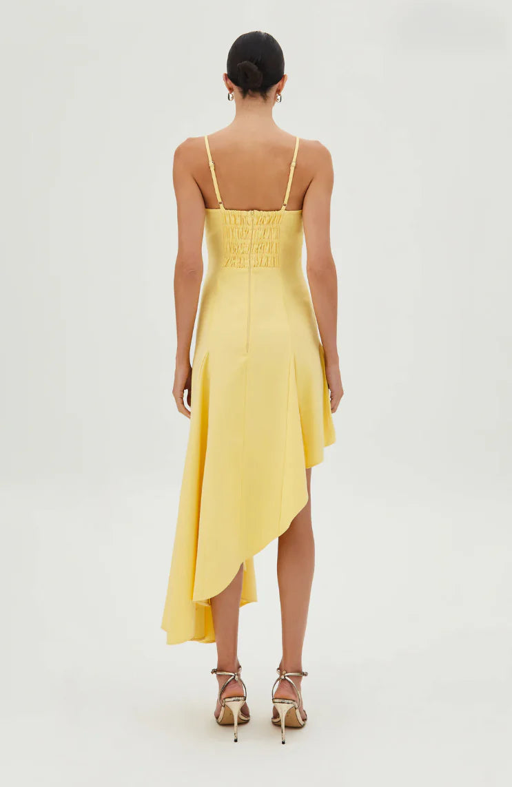 Midi Dress Asymmetric Hem